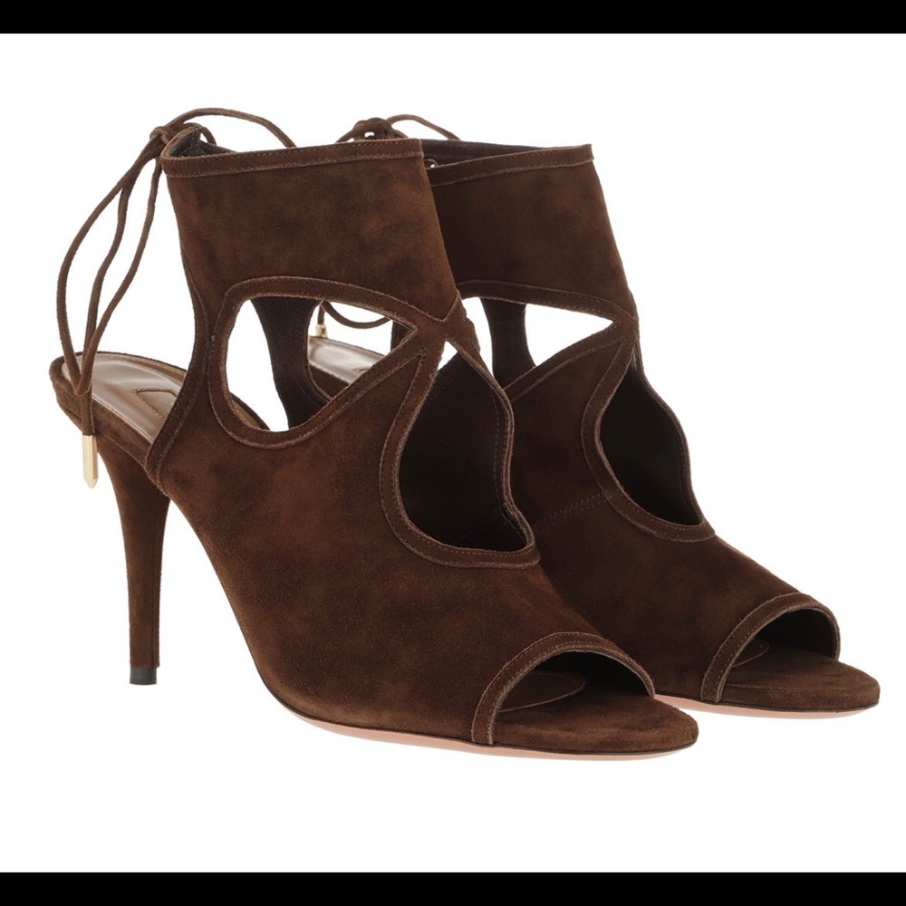 Aquazzura Sexy Thing 105 Suede Chocolate
